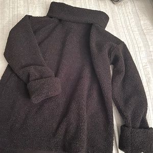 Loft, XS, black Sherpa mockneck sweater